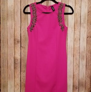 Fuschia Dress with Embellished Shoulder Detail